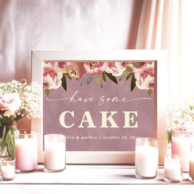 Affiche Pancarte de mariage Ophelia Rose Florale Prenez du (Say "I DO" to Romantic Watercolor Florals and a Cottagecore Vibe with the Ophelia Wedding Suite.)