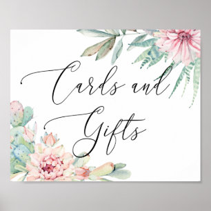 Affiche Pancarte de mariage pour cartes et cadeaux   Cactu