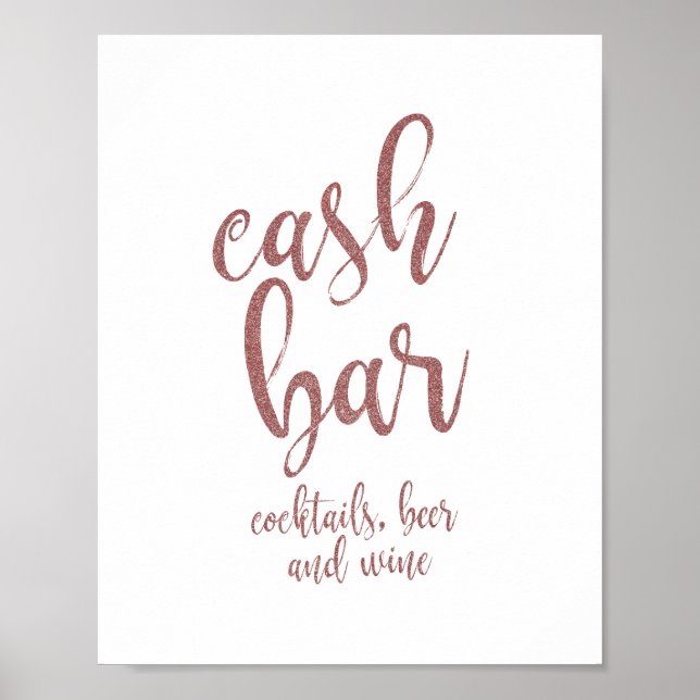 Affiche Pancarte de mariage Rose Gold Glitter 8x10 (Devant)