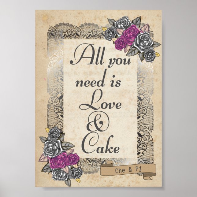 Affiche Pancarte de mariage rustique avec texte "Sweet" et (Devant)