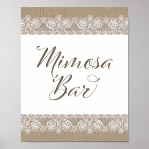 Affiche Pancarte de mariage rustique en toile de jute et d