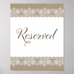 Affiche Pancarte de mariage rustique en toile de jute et d