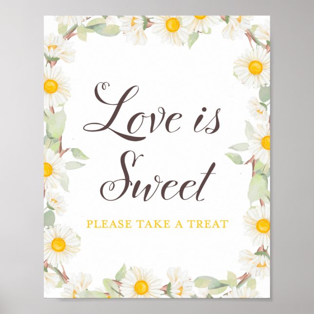 Affiche Pancarte de mariage sur le thème de la marguerite  (Devant)