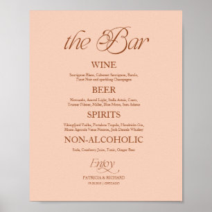 Affiche Pancarte de menu de mariage minimaliste Soft Peach
