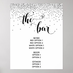 Affiche Pancarte de menu « The Bar » avec écriture cœur et