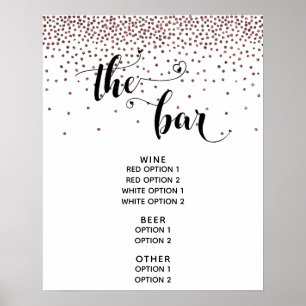 Affiche Pancarte de menu The Bar en écriture cursive or ro
