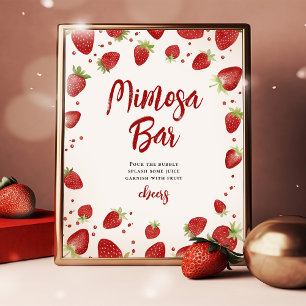 Affiche Pancarte de Naissance Bébé Fille avec Fraises du B