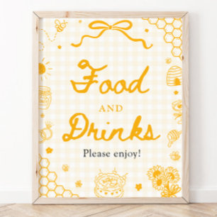 Affiche Pancarte de nourriture et de boissons abeille miel