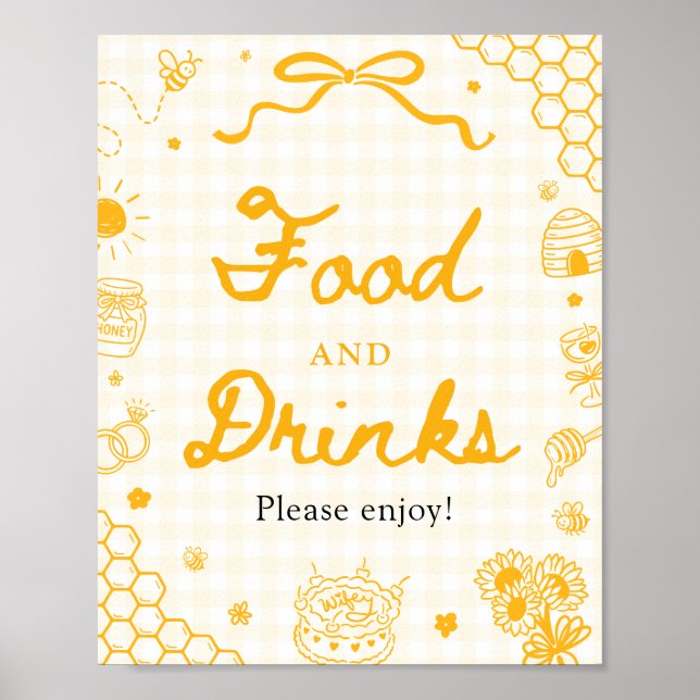 Affiche Pancarte de nourriture et de boissons abeille miel (Devant)