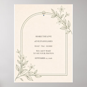 Affiche Pancarte de partage de photos de mariage avec hash