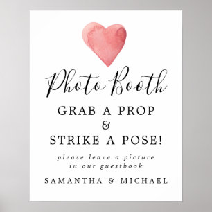 Affiche Pancarte de Photomaton de Mariage avec Cœur à l'Aq