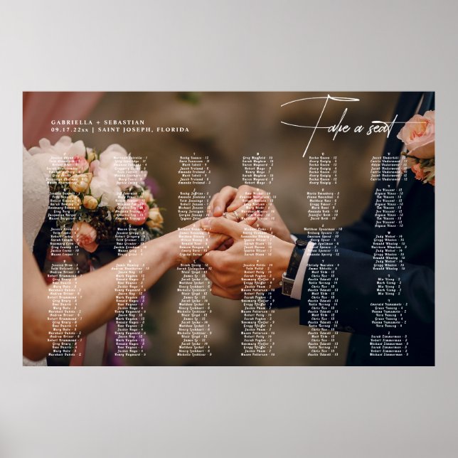 Affiche Pancarte de placement de mariage alphabétique mini (Devant)
