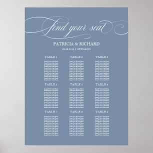 Affiche Pancarte de plan de table de mariage 9 tables  Ble