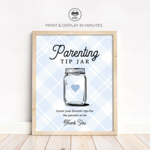 Affiche Pancarte de pot à conseils de parenting à carreaux