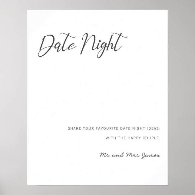 Affiche Pancarte de pot de nuit de date Conseils de mariag (Devant)