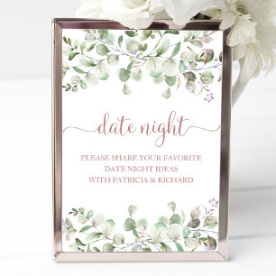 Affiche Pancarte de pot de nuit de date de douche de marié