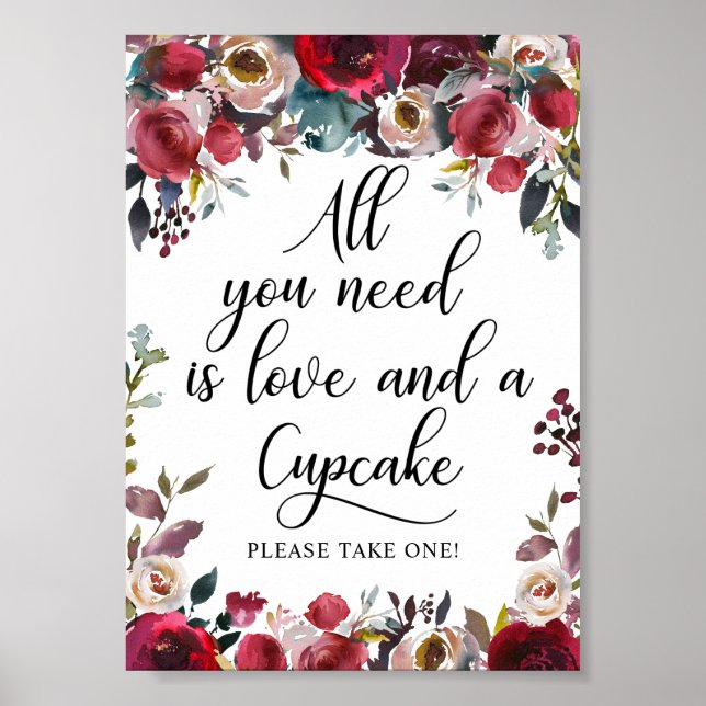 Affiche Pancarte de présentoir à gâteaux Mariage Fête de m (Devant)