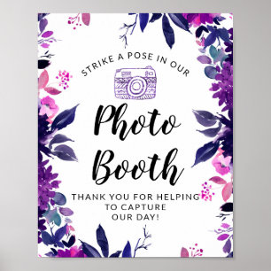 Affiche Pancarte de réception de mariage avec cabine photo