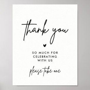 Affiche Pancarte de remerciement de mariage minimaliste, v