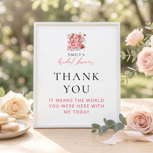 Affiche Pancarte de remerciement de mariage Strawberry Tea