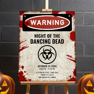 Affiche Pancarte de soirée zombie avec sang et symbole de