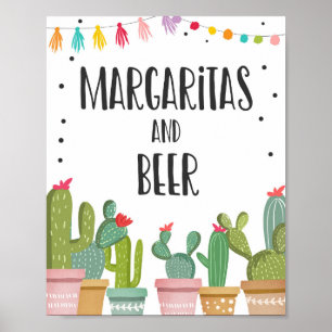 Affiche Pancarte de table Cactus Fiesta Bar Margaritas et 
