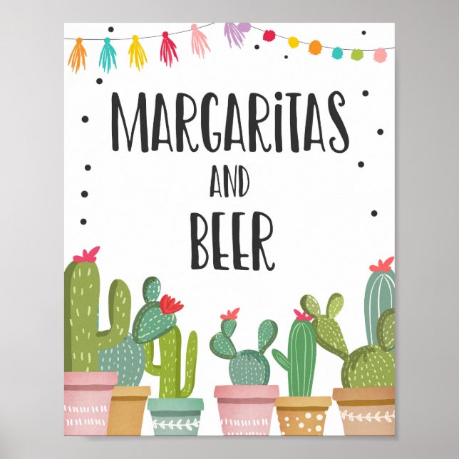 Affiche Pancarte de table Cactus Fiesta Bar Margaritas et  (Devant)