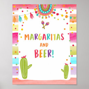 Affiche Pancarte de table Cactus Fiesta Bar Margaritas et 