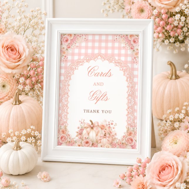Affiche Pancarte de table Cartes et Cadeaux Floraux Ruban  (Créateur téléchargé)