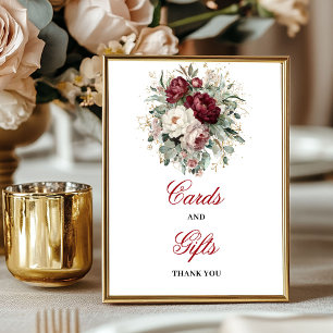 Affiche Pancarte de table Chic Blush Burgundy Cartes et Ca
