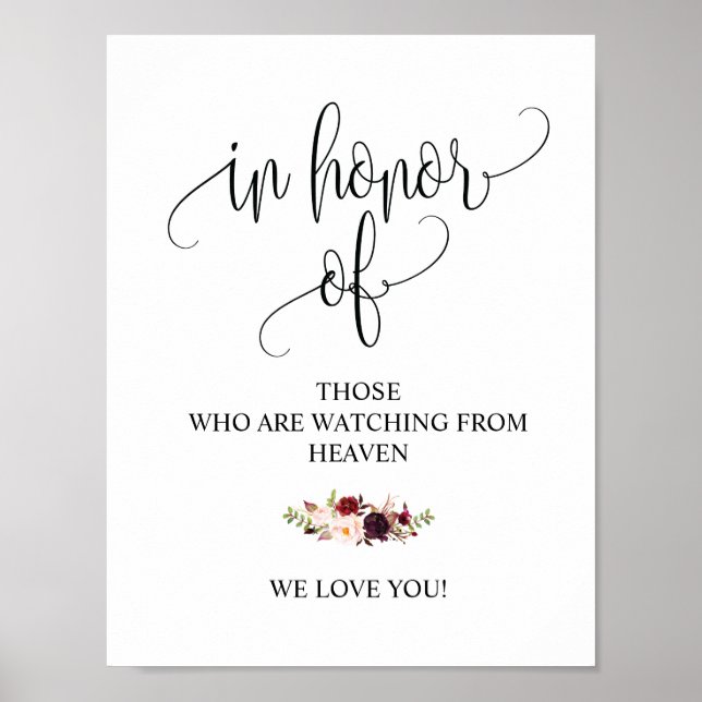 Affiche Pancarte de table commémorative de mariage en call (Devant)