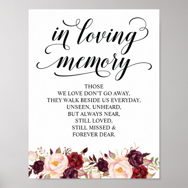 Affiche Pancarte de table commémorative de mariage en souv (Devant)