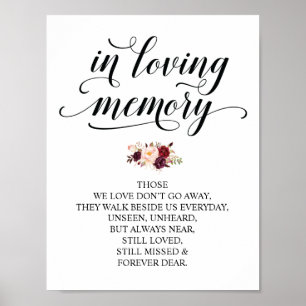 Affiche Pancarte de table commémorative de mariage v26 en