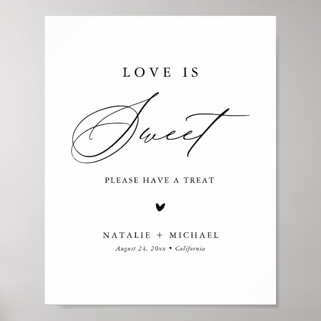 Affiche Pancarte de table de bar à desserts "L'amour est d (Devant)