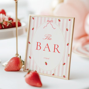 Affiche Pancarte de table de bar Stripes & Strawberries