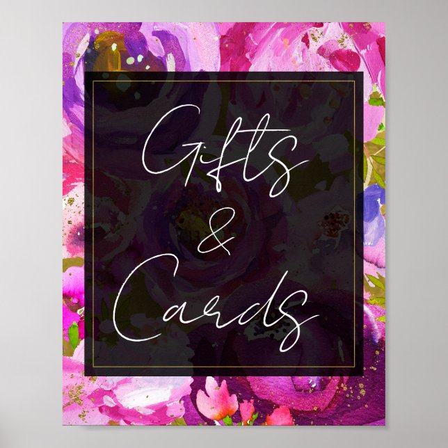 Affiche Pancarte de table de cartes de cadeaux vibrants ro (Devant)