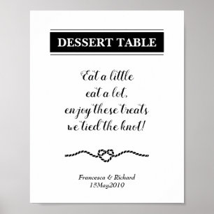 Affiche Pancarte de table de desserts de mariage nautique