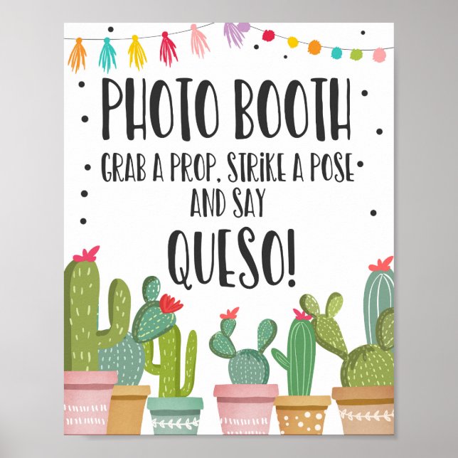 Affiche Pancarte de table de fête Cactus pour Photobooth (Devant)