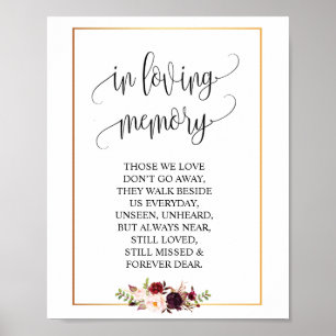 Affiche Pancarte de table de mariage à la mémoire v3