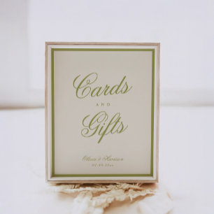 Affiche Pancarte de table de mariage Cartes et Cadeaux Ver