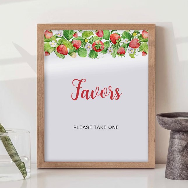 Affiche Pancarte de table des faveurs de fraise (Créateur téléchargé)