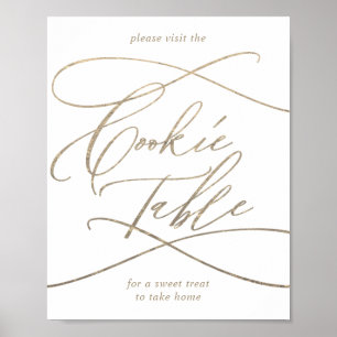 Affiche Pancarte de table en forme de cookie calligraphié