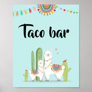 Affiche Pancarte de table Fête de tacos Llama Baby Shower