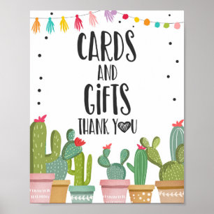Affiche Pancarte de table Merci Cactus pour Cartes et Cade