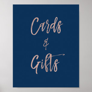 Affiche Pancarte de table Navy & Rose Gold Glam Cartes & C