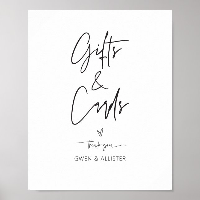 Affiche Pancarte de table pour carte cadeau de mariage Réc (Devant)