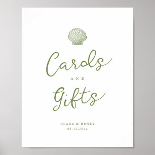 Affiche Pancarte de table pour Cartes et Cadeaux Vert Saug