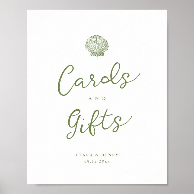 Affiche Pancarte de table pour Cartes et Cadeaux Vert Saug (Devant)