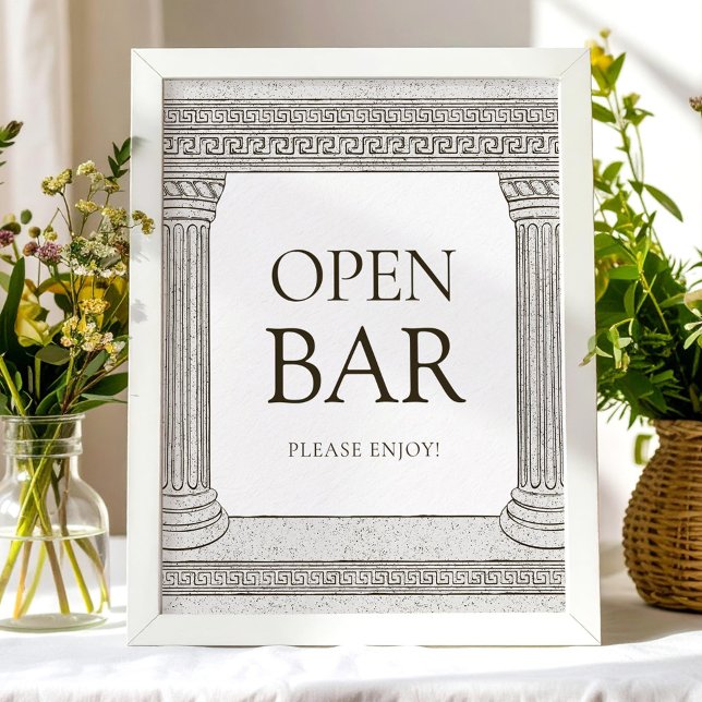 Affiche Pancarte de table pour soirée à toga avec bar ouve (Créateur téléchargé)