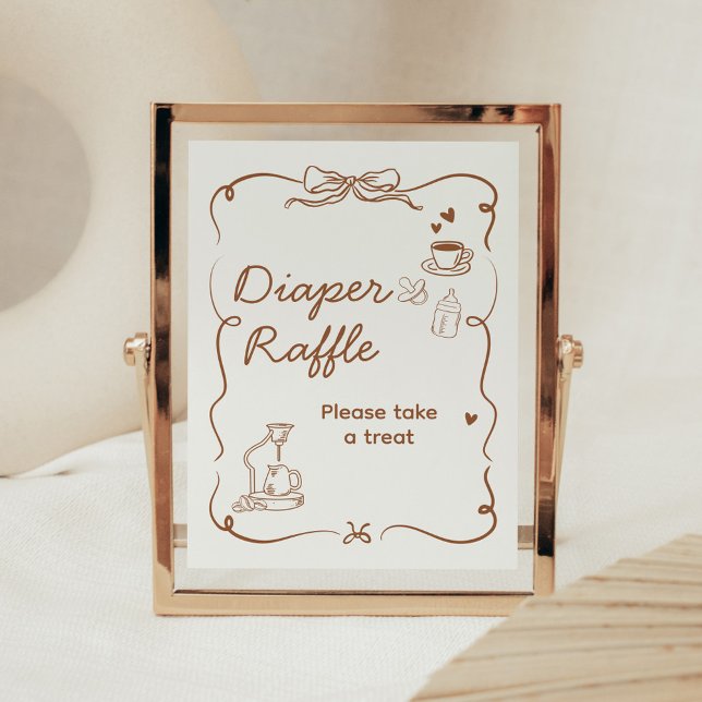 Affiche Pancarte de tirage au sort de couche pour douche b (Coffee Baby is Brewing Baby Shower Sign)